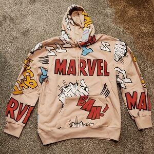 Marvel Beige and Red Graphic Hoodie